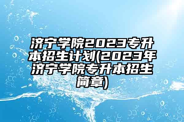 济宁学院2023专升本招生计划(2023年济宁学院专升本招生简章)